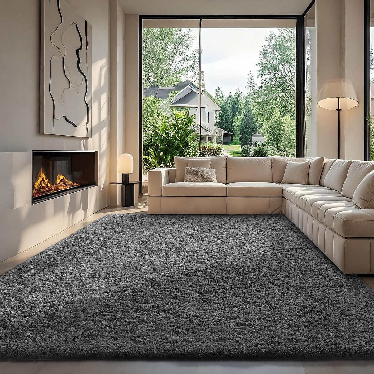 Ophanie 5x7 Area Rugs for Living Room Ivory, Fluffy Shag Large Fuzzy Plush Soft Rug, Shaggy Floor Big Carpets for Bedroom Nursery, Kids Home Decor Aesthetic with Over 99 pcs Pile fibers