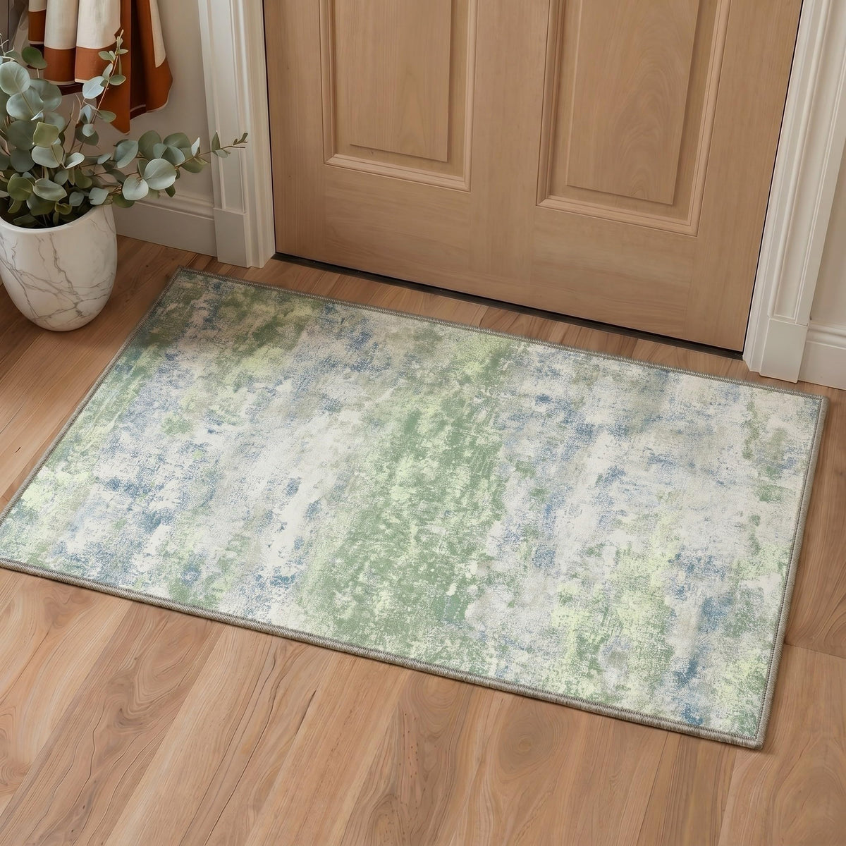 BEIMO 5x7 Green Abstract Area Rug, Washable Non-Slip for Bedroom