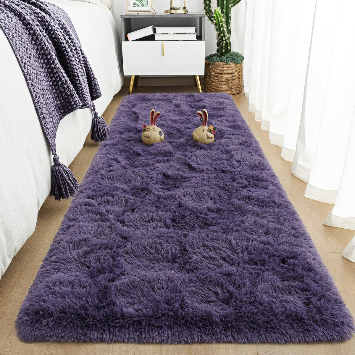 Tepook 4x6 Soft Fluffy Rug for Bedroom Fuzzy Black Rugs for Living Room