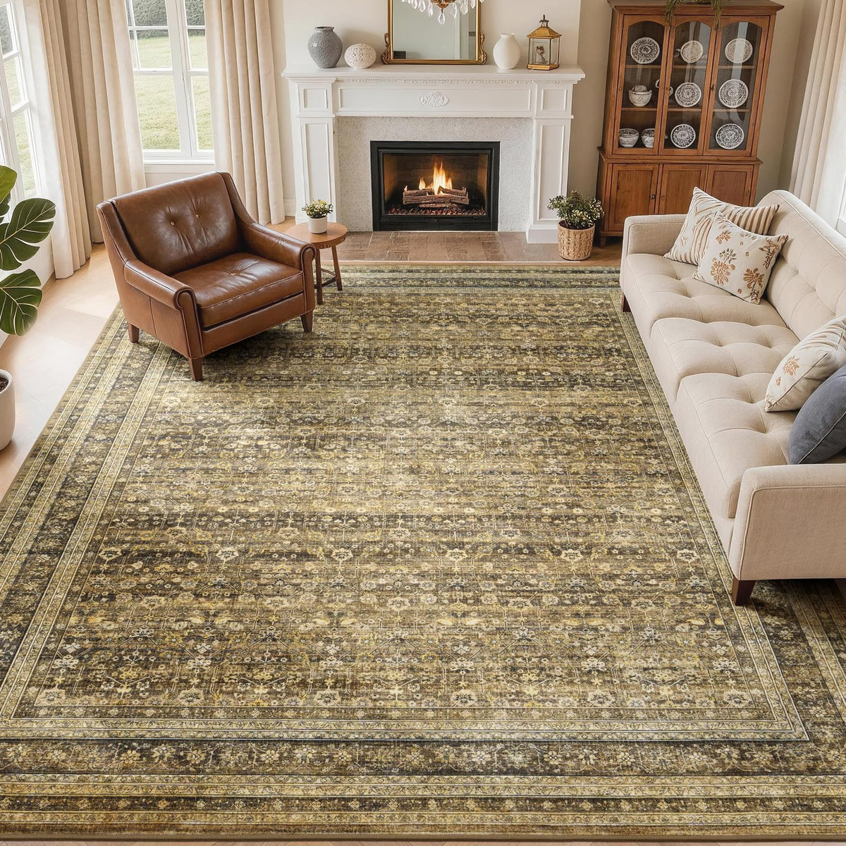 Lessymo 8x10 Washable Area Rug for Living Room Bedroom, Large Non-Slip Rug