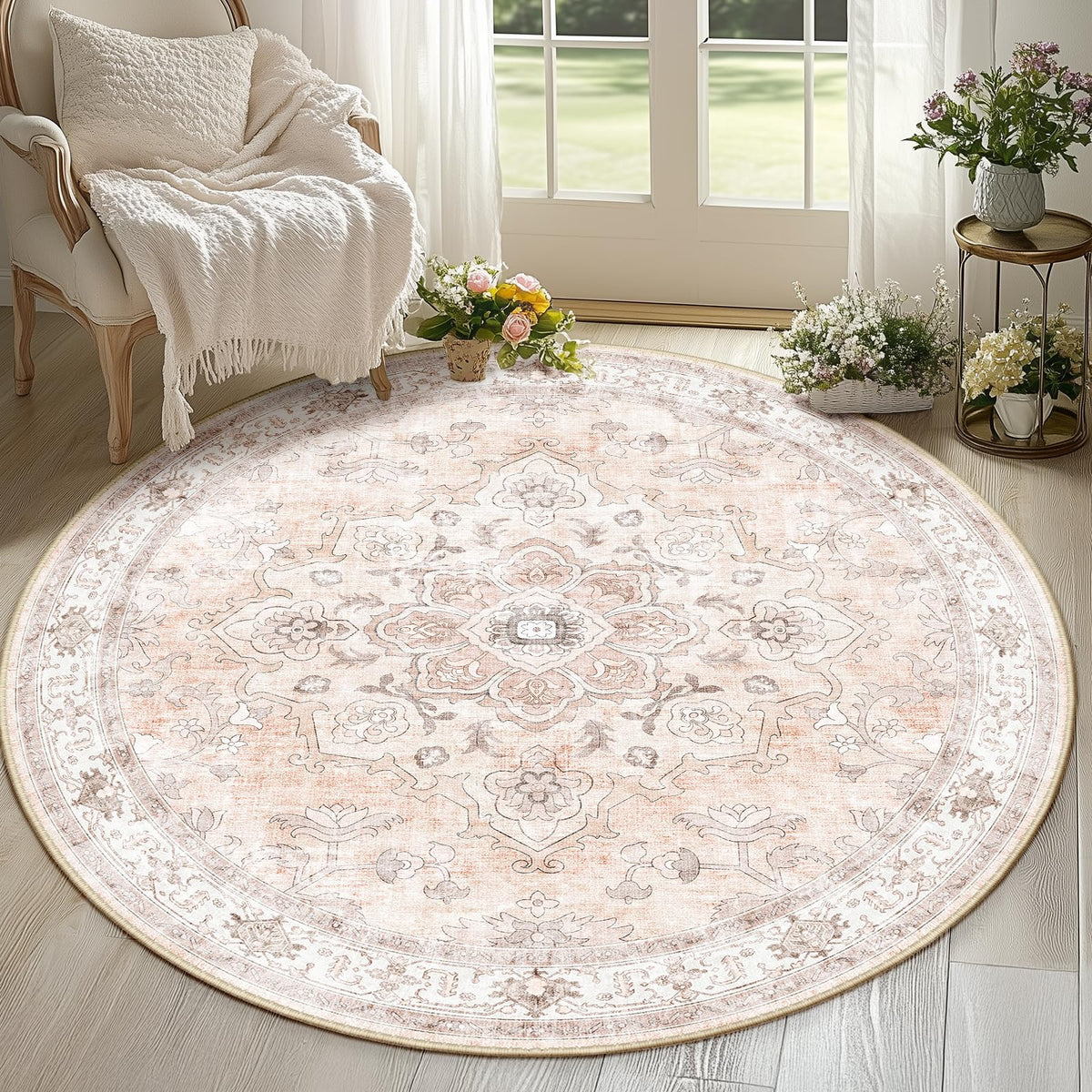 CAPALOCA 5x7 Washable Nursery Girls Low Pile Area Rug Pink