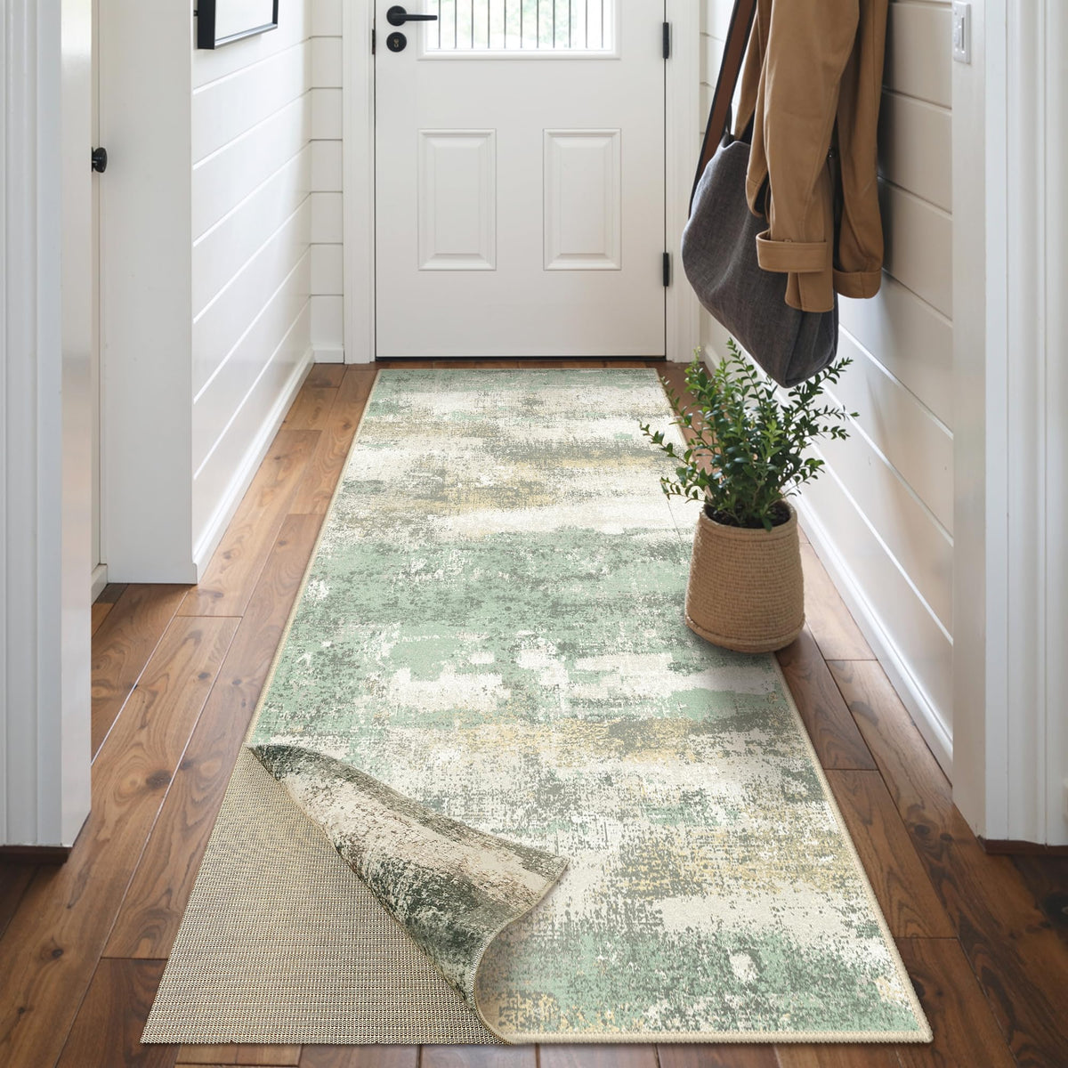 BEIMO 5x7 Green Abstract Area Rug, Washable Non-Slip for Bedroom