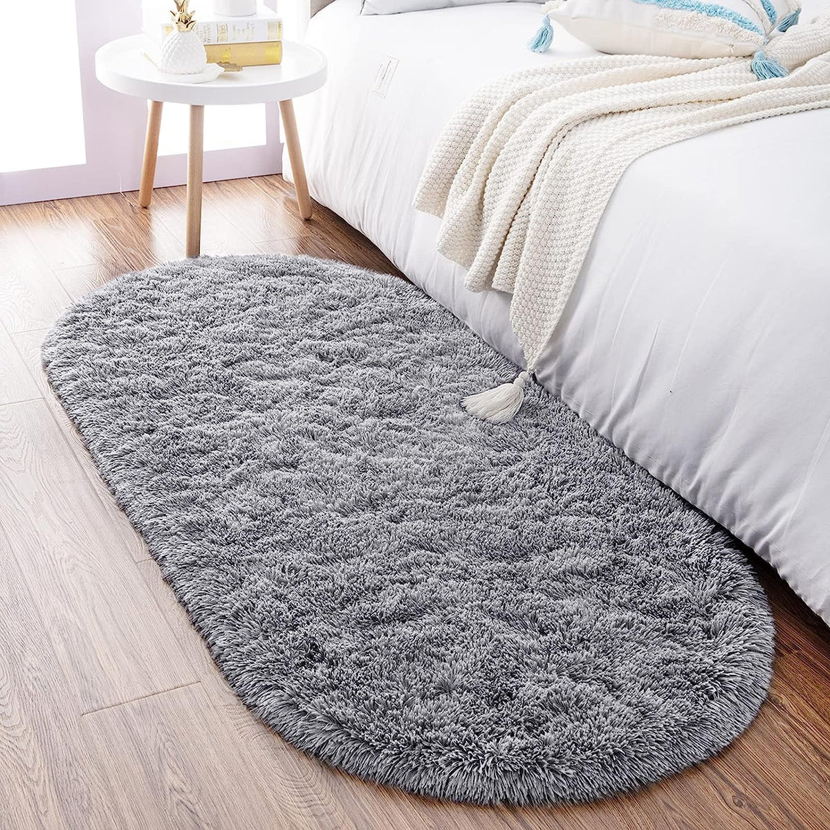 Noahas 2x6 Black Fluffy Soft Runner Rug Non-Slip for Bedroom Dorm Hallway