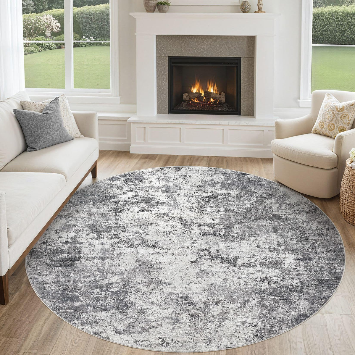 UERMEI 8x10 Area Rug Living Room Rugs - Washable Neutral Modern Abstract Soft Thin Large Rug Indoor Floor No Slip Rug Carpet for Bedroom Under Dining Table Home Office Decor - Brown Grey
