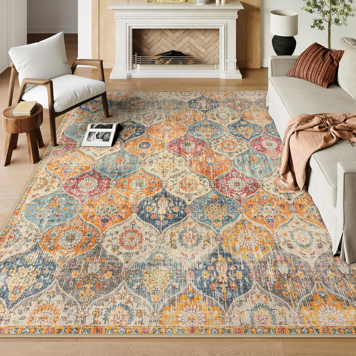 Lahome Moroccan Washable Small Area Rug, 3x5 Rug for Bedroom Living Room