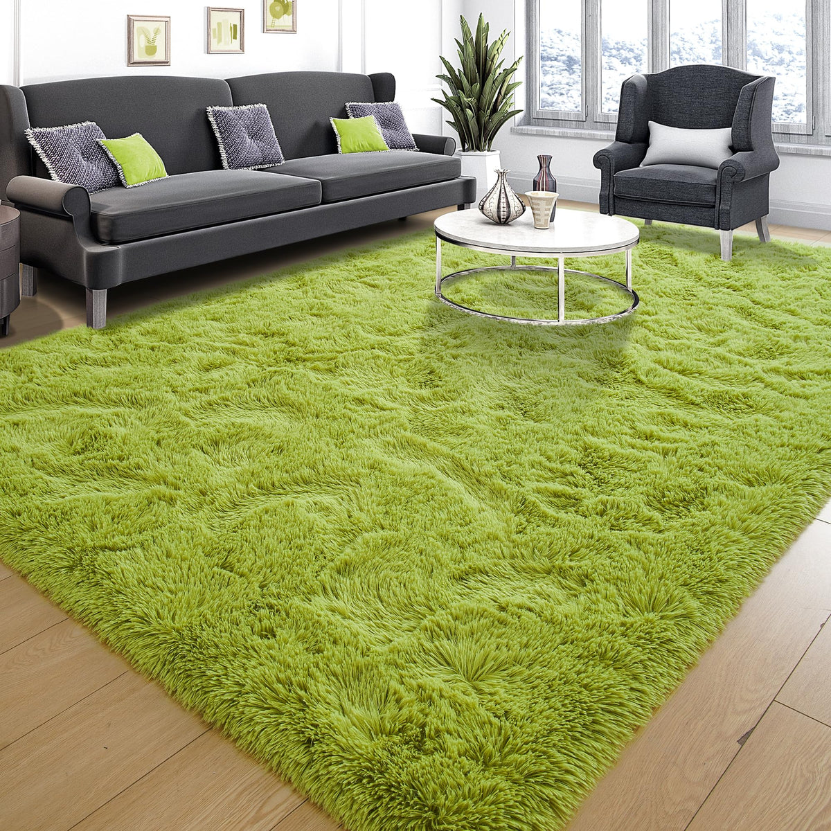 Tepook 4x6 Soft Fluffy Rug for Bedroom Fuzzy Black Rugs for Living Room