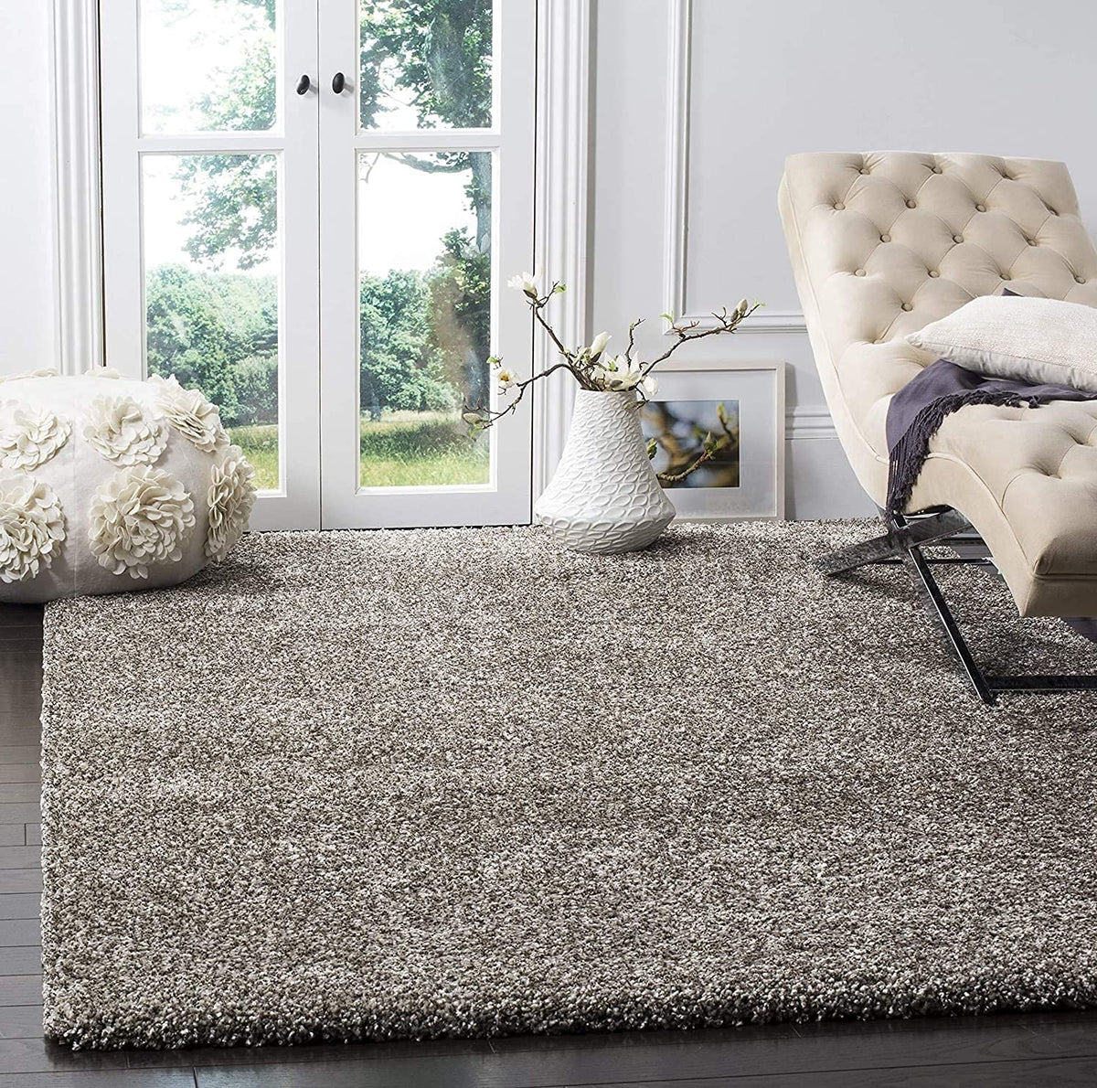 SAFAVIEH Milan Shag Collection 8' x 10' Ivory SG180 Solid Non-Shedding Living Room Bedroom Dining Room Entryway Plush 2-inch Thick Area Rug