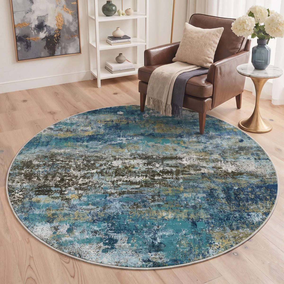 BEIMO 5x7 Green Abstract Area Rug, Washable Non-Slip for Bedroom