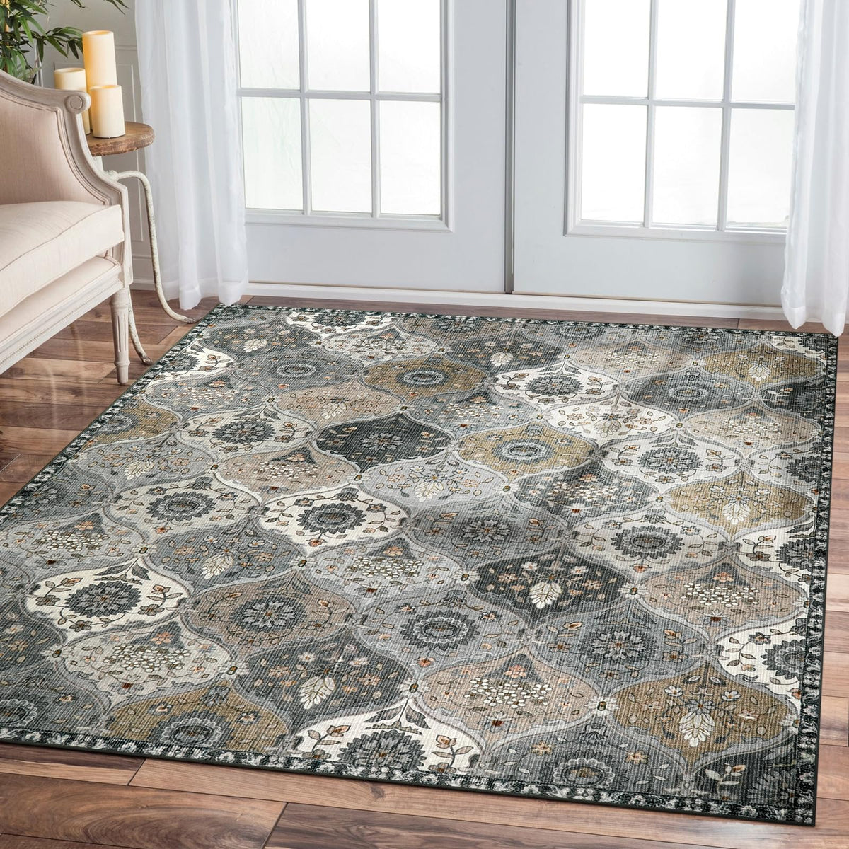 Lahome Moroccan Washable Small Area Rug, 3x5 Rug for Bedroom Living Room