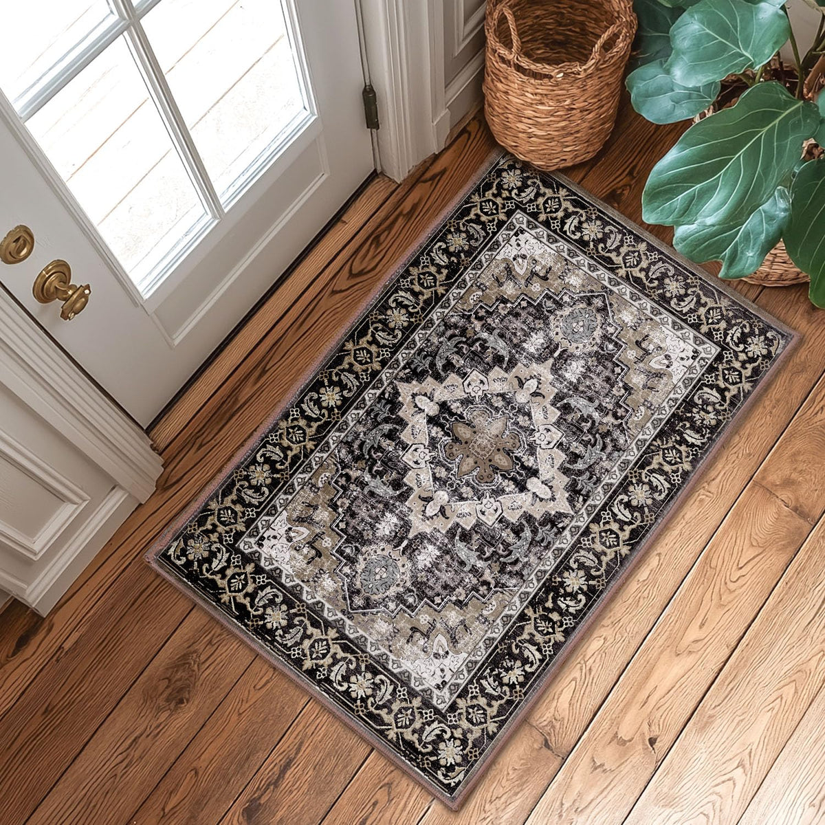 Lessymo 8 x 10 Area Rugs for Living Room, Machine Washable Rug Grey White