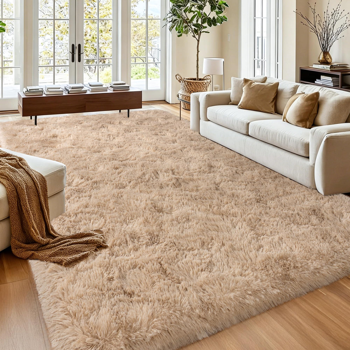 Mugorn 8x10 Area Rugs for Living Room, Large Fluffy Black Rugs for Bedroom
