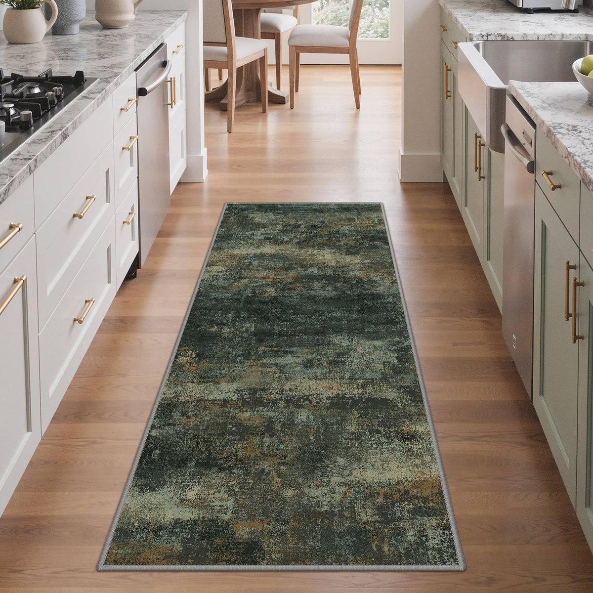 BEIMO 5x7 Green Abstract Area Rug, Washable Non-Slip for Bedroom
