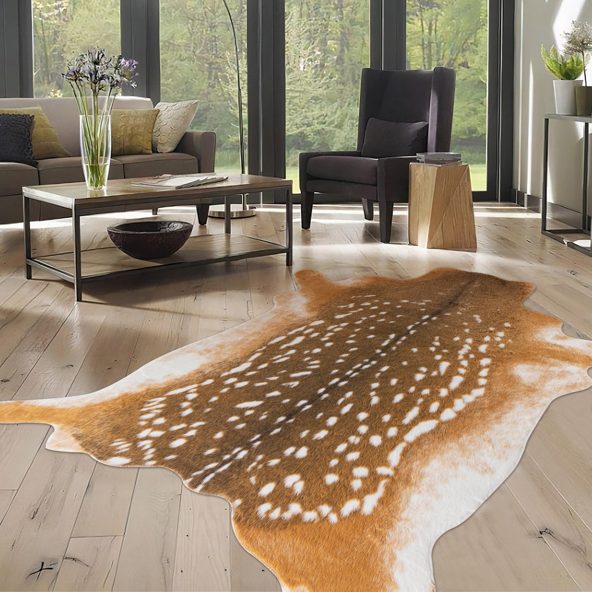 Cheetah Print Rug, Leopard Rug 5.2x7 Faux Animal Print Skin Cheetah Area Rug for Bedroom Living Room Animal Fur Hide Rustic Antelope Multicolor