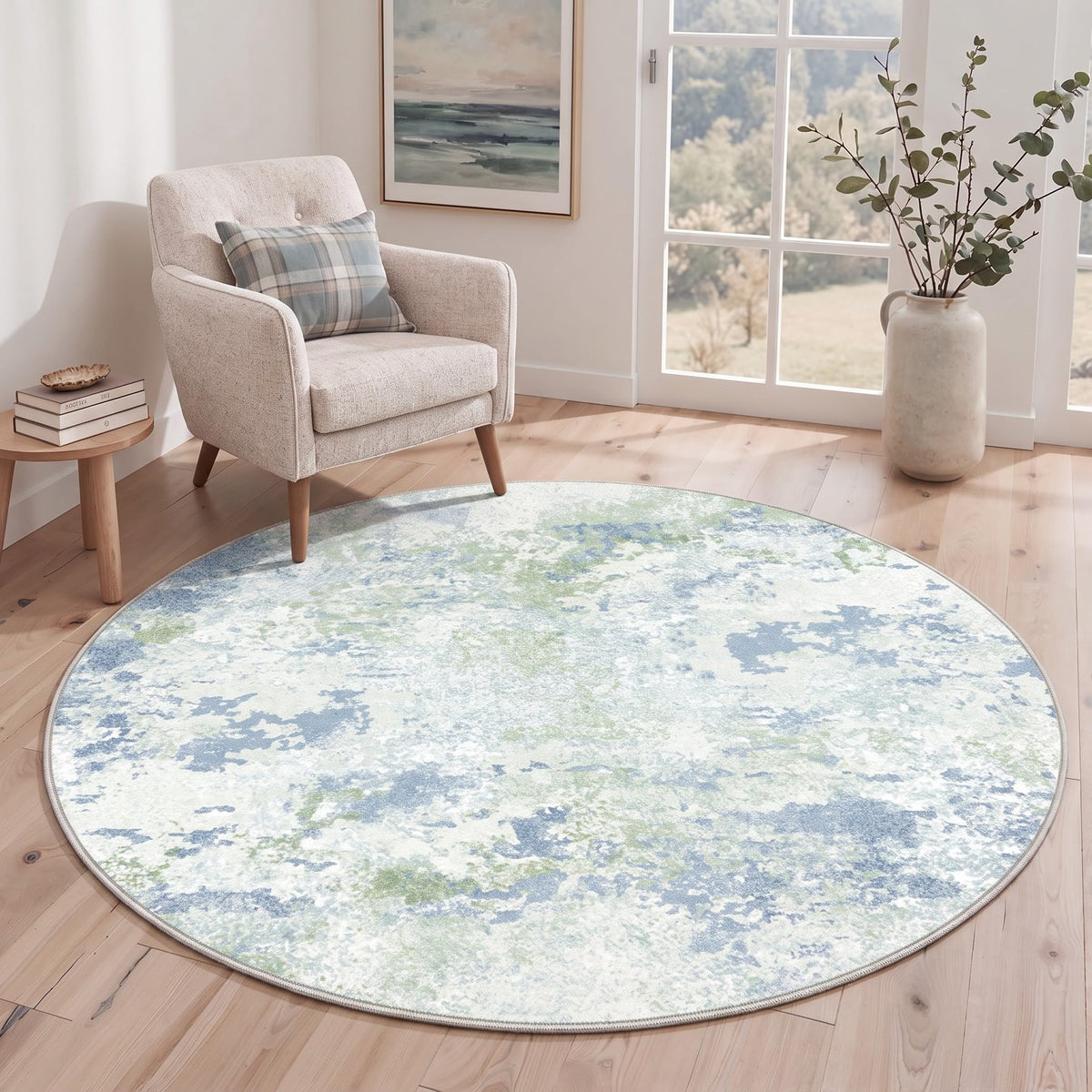 BEIMO 5x7 Green Abstract Area Rug, Washable Non-Slip for Bedroom