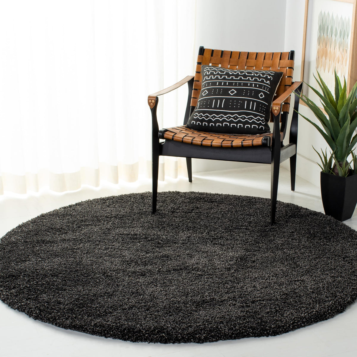 SAFAVIEH Milan Shag Collection 8' x 10' Ivory SG180 Solid Non-Shedding Living Room Bedroom Dining Room Entryway Plush 2-inch Thick Area Rug