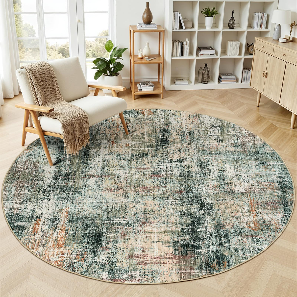 8x10 Area Rug for Living Room, Abstract Washable Non-Slip Large Rugs, Gold