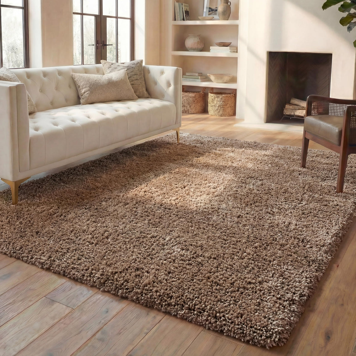 SAFAVIEH Milan Shag Collection 8' x 10' Ivory SG180 Solid Non-Shedding Living Room Bedroom Dining Room Entryway Plush 2-inch Thick Area Rug