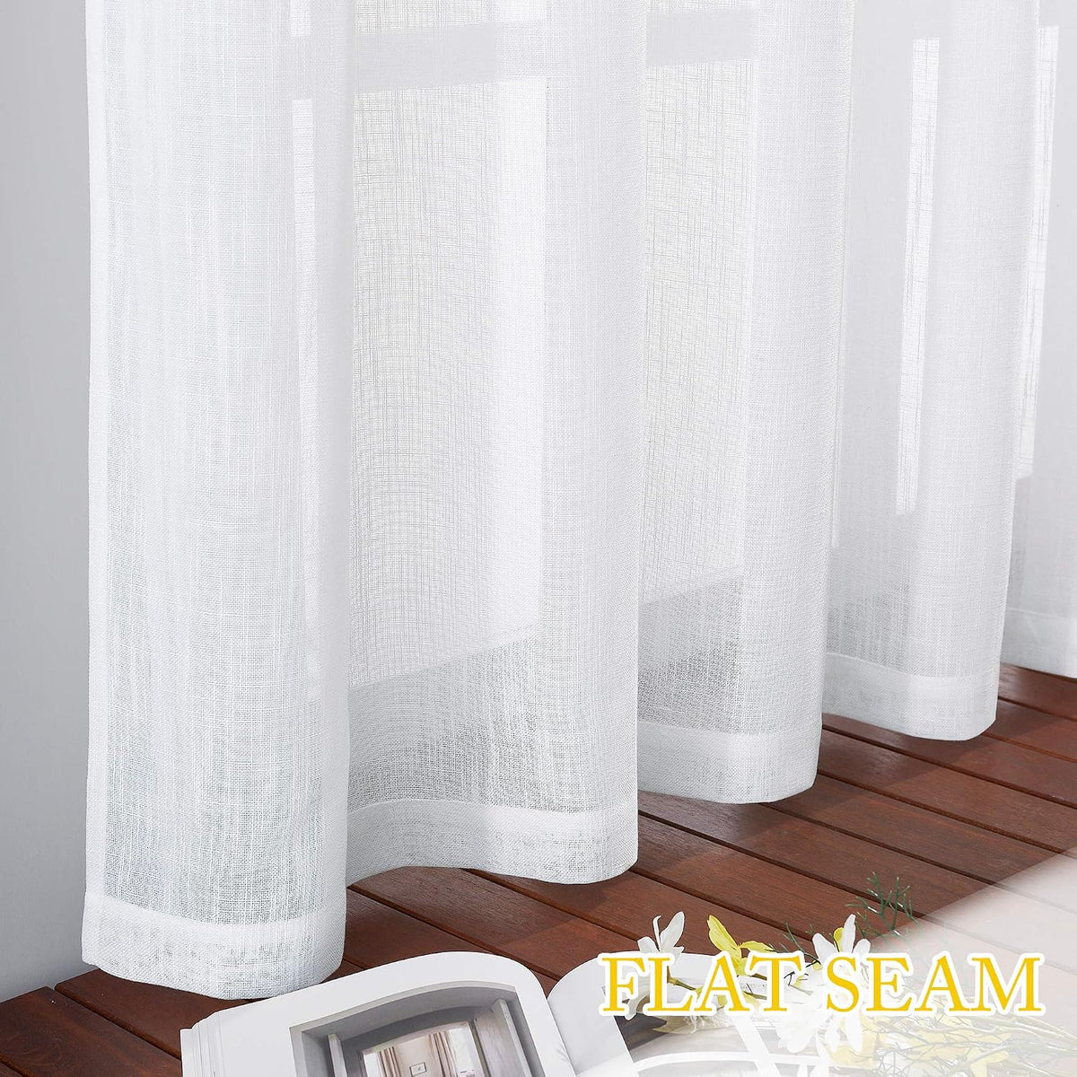 NICETOWN White Sheer Curtains for Windows 84 Inch Length, 52" W, 2 Panels