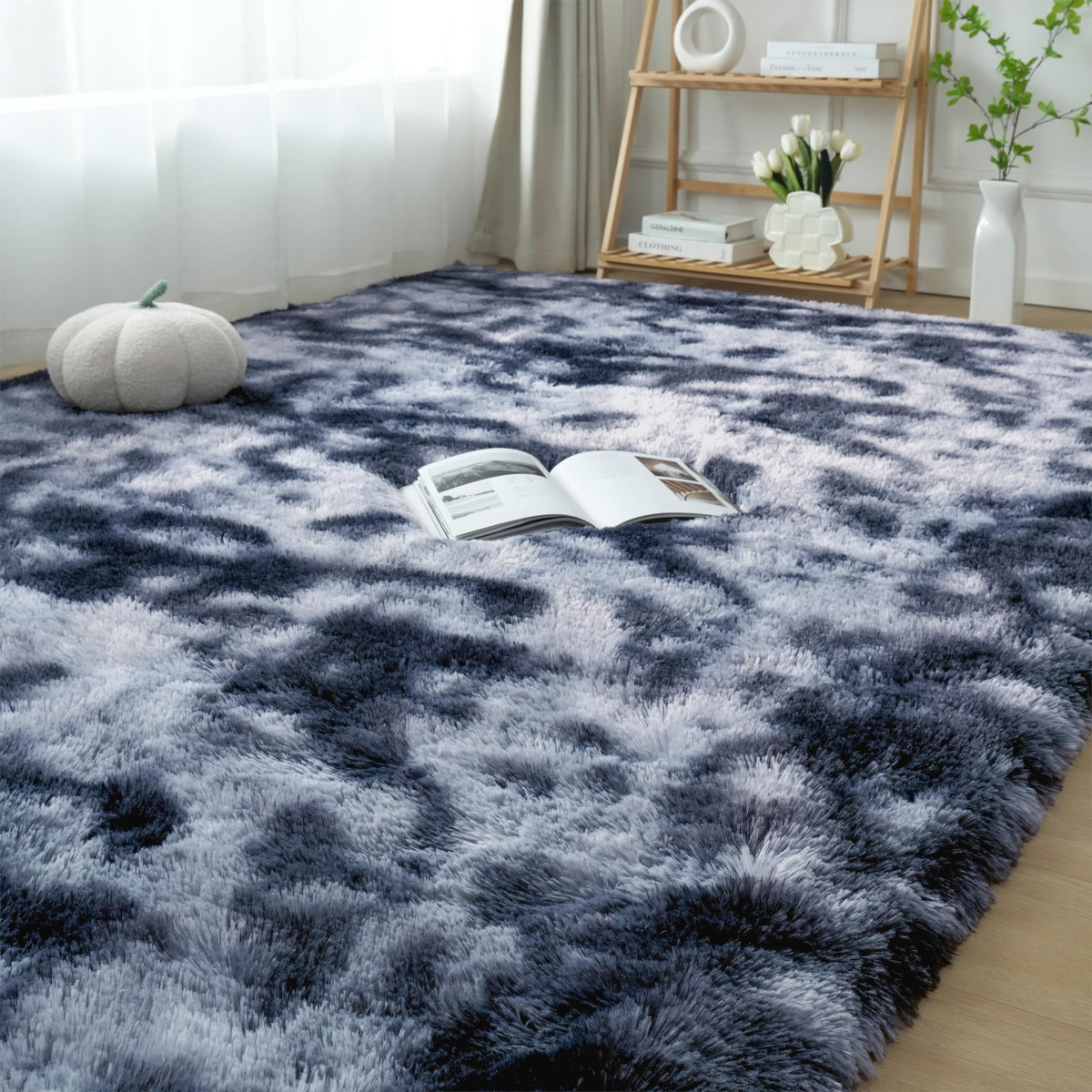 Fluffy Area Rug for Bedroom 5x7 Grey - Soft Shag Dorm Decor Carpet