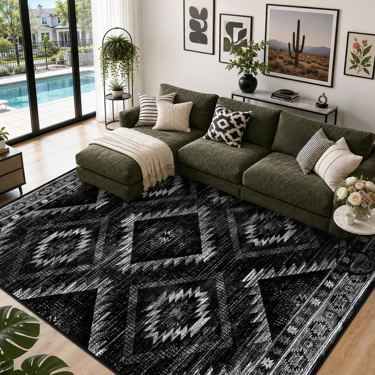 BESTSWEETIE 5'x7' Washable Area Rug for Living Room Bedroom Lightpink
