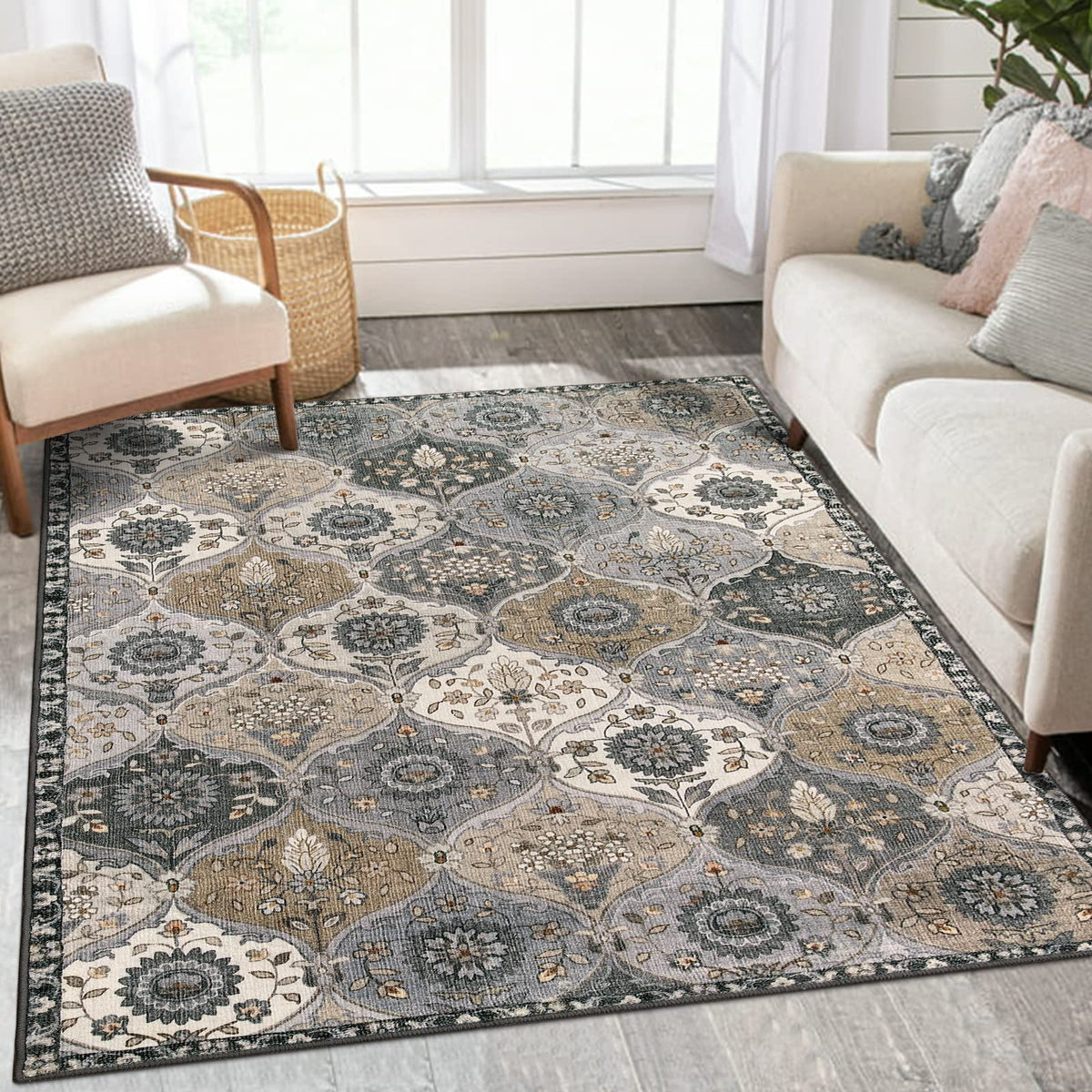 Lahome Moroccan Washable Small Area Rug, 3x5 Rug for Bedroom Living Room