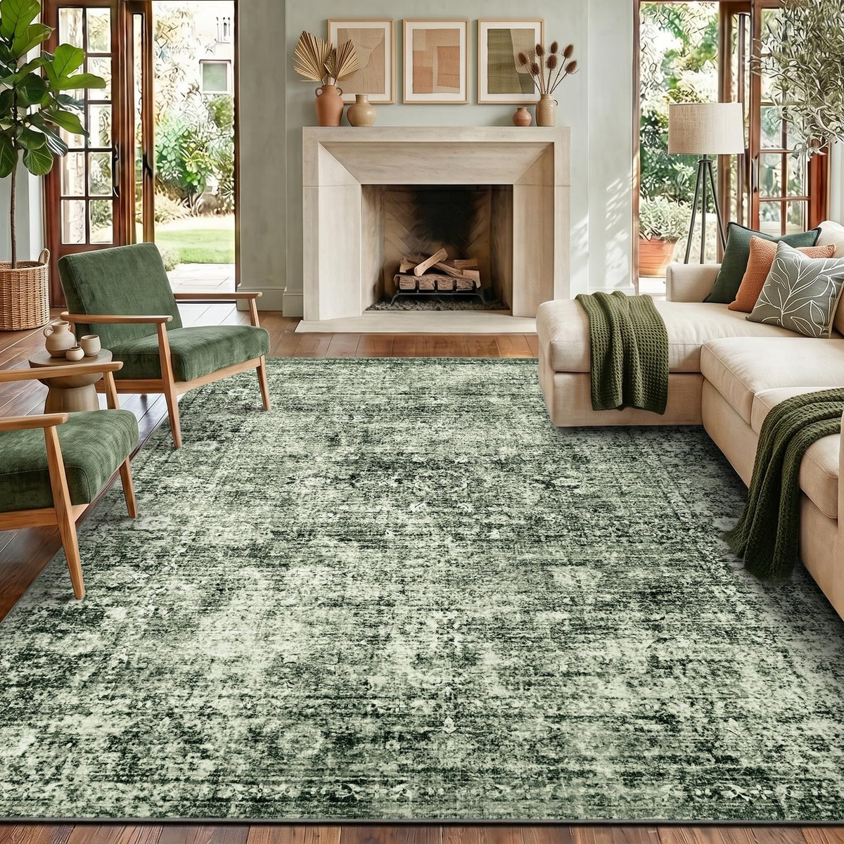 Homemate Washable Rug 9x12 Area Rugs - Vintage Rugs for Living Room