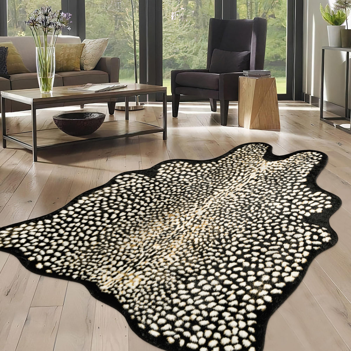 Cheetah Print Rug, Leopard Rug 5.2x7 Faux Animal Print Skin Cheetah Area Rug for Bedroom Living Room Animal Fur Hide Rustic Antelope Multicolor