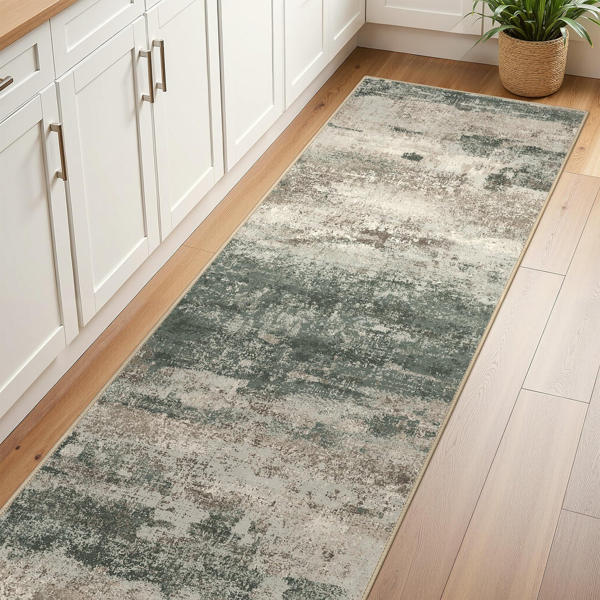 BEIMO 5x7 Green Abstract Area Rug, Washable Non-Slip for Bedroom