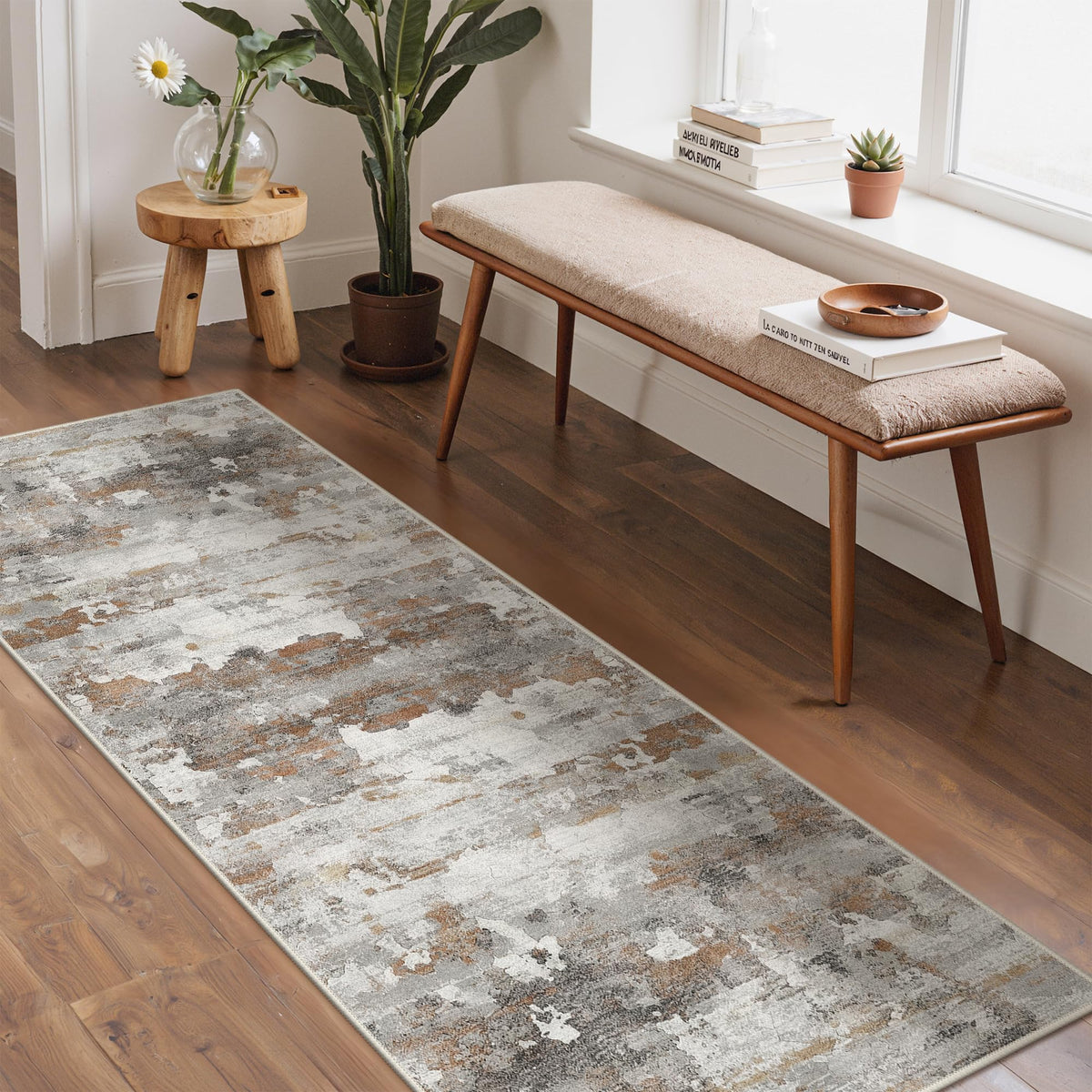 BEIMO 5x7 Green Abstract Area Rug, Washable Non-Slip for Bedroom