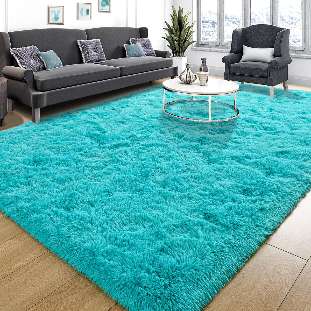 Tepook 4x6 Soft Fluffy Rug for Bedroom Fuzzy Black Rugs for Living Room