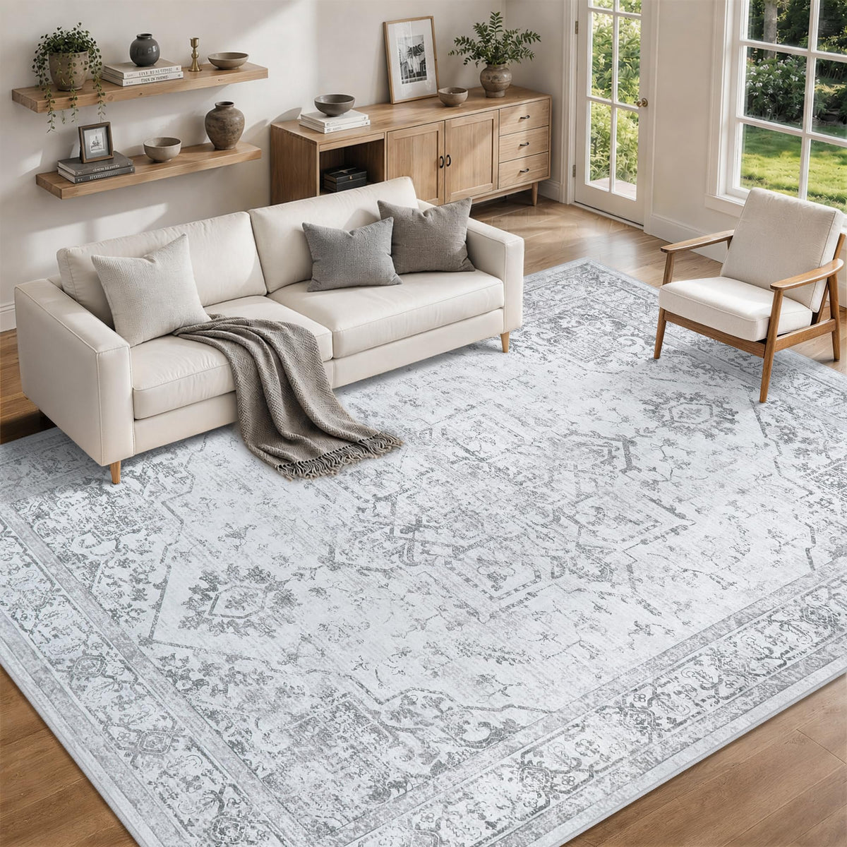 8x10 Area Rugs for Living Room Washable Non-Slip Rug Beige