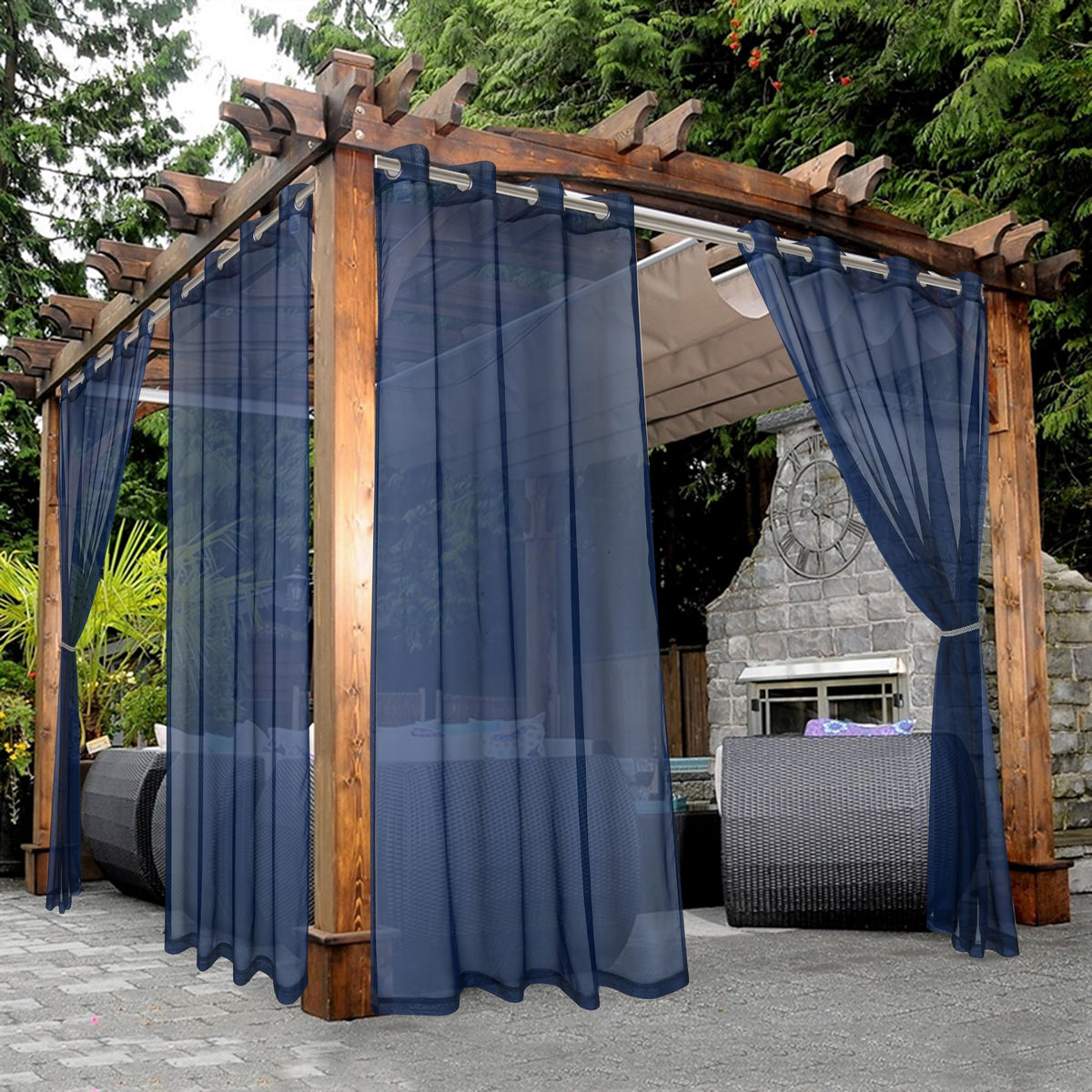 BONZER White Outdoor Sheer Curtains for Patio Waterproof 2 Panels