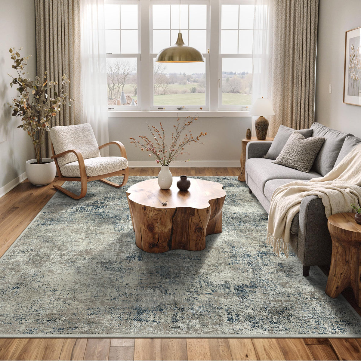BEIMO 5x7 Green Abstract Area Rug, Washable Non-Slip for Bedroom