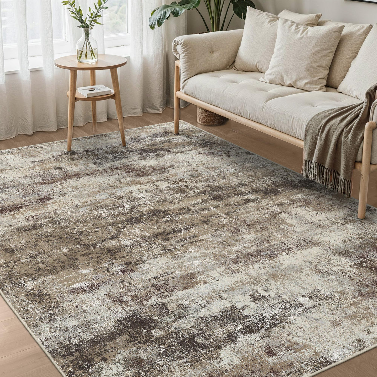 BEIMO 5x7 Green Abstract Area Rug, Washable Non-Slip for Bedroom