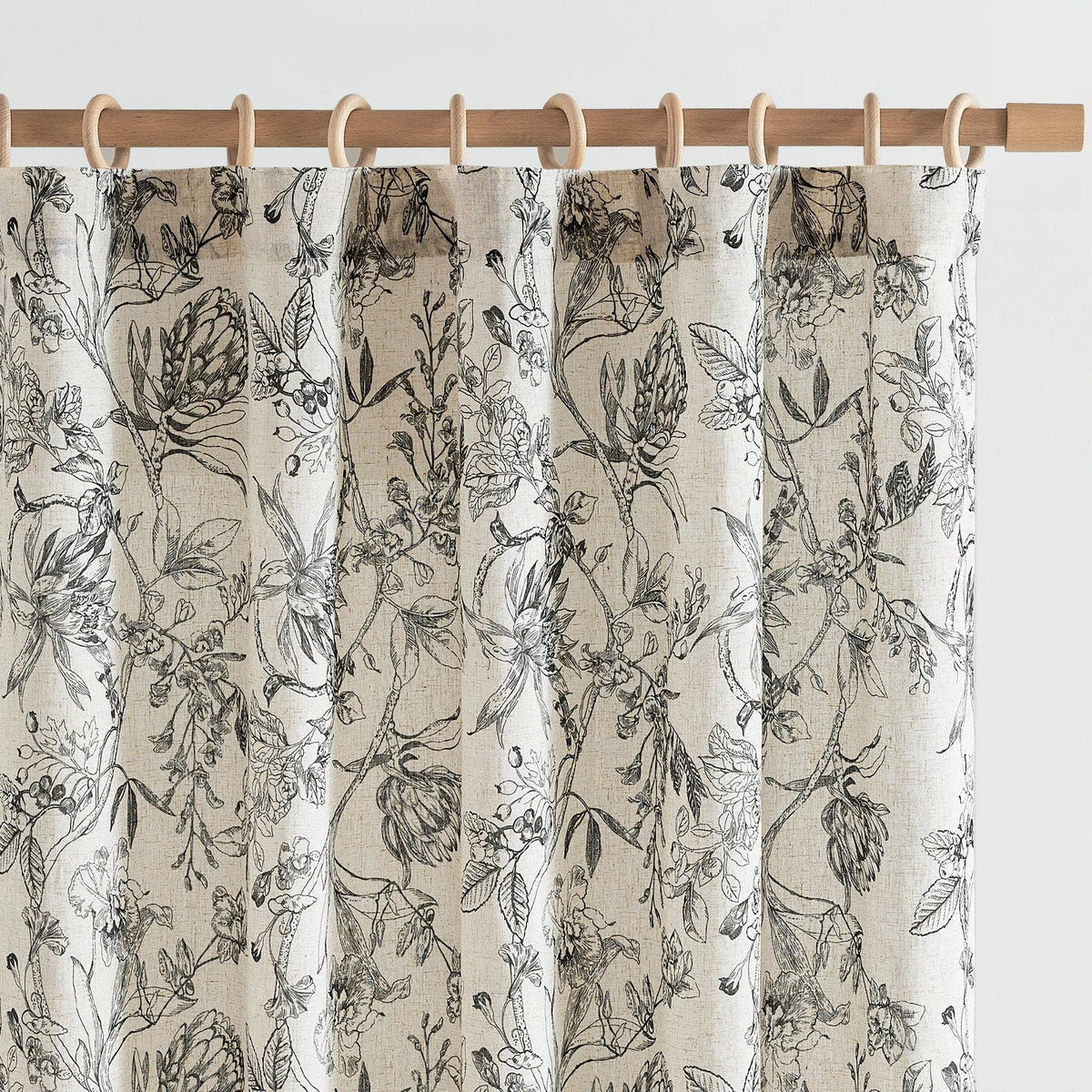 jinchan Green Floral Linen Curtains 84 Inch Vintage Back Tab 2 Panels