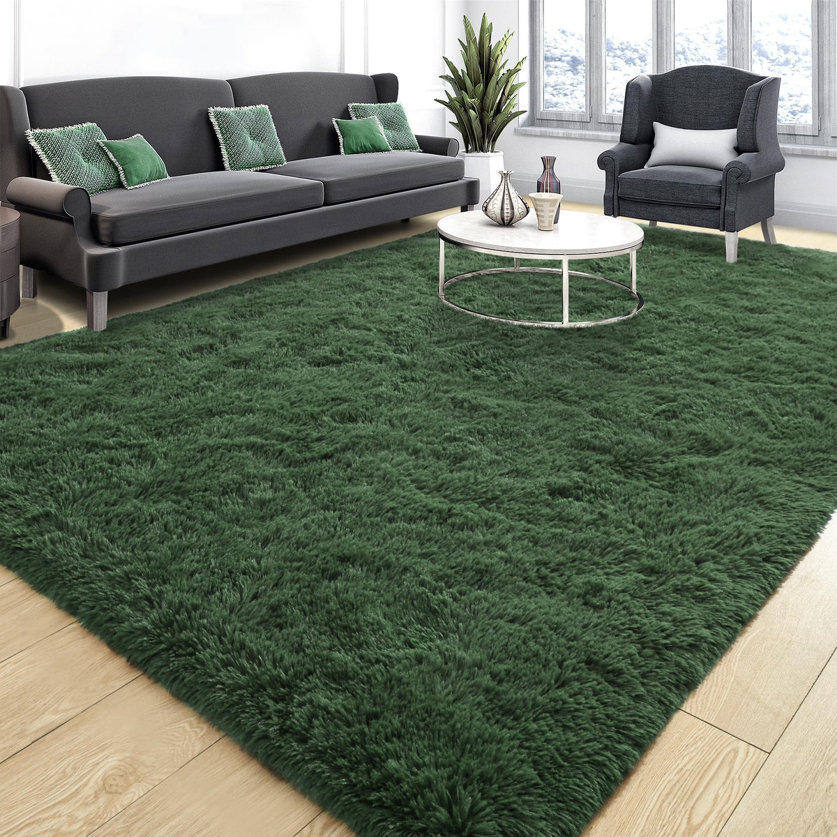 Tepook 4x6 Soft Fluffy Rug for Bedroom Fuzzy Black Rugs for Living Room