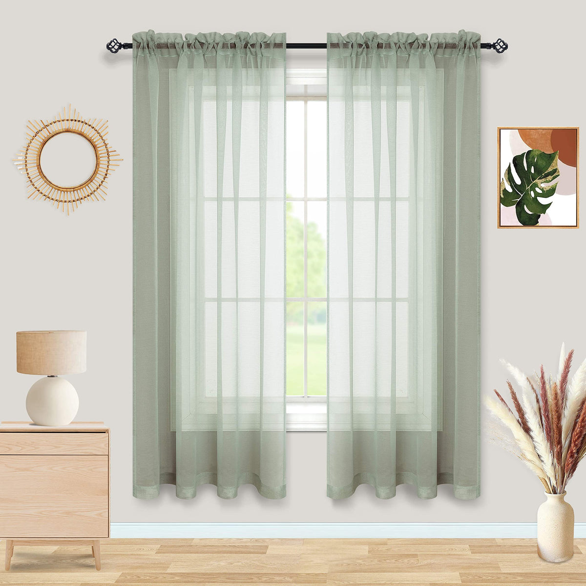 Pitalk Terracotta Curtains 84 Inch Length for Living Room 2 Panel Sets Rod Pocket Sheer Curtains for Living Room Rust Burnt Orange Red