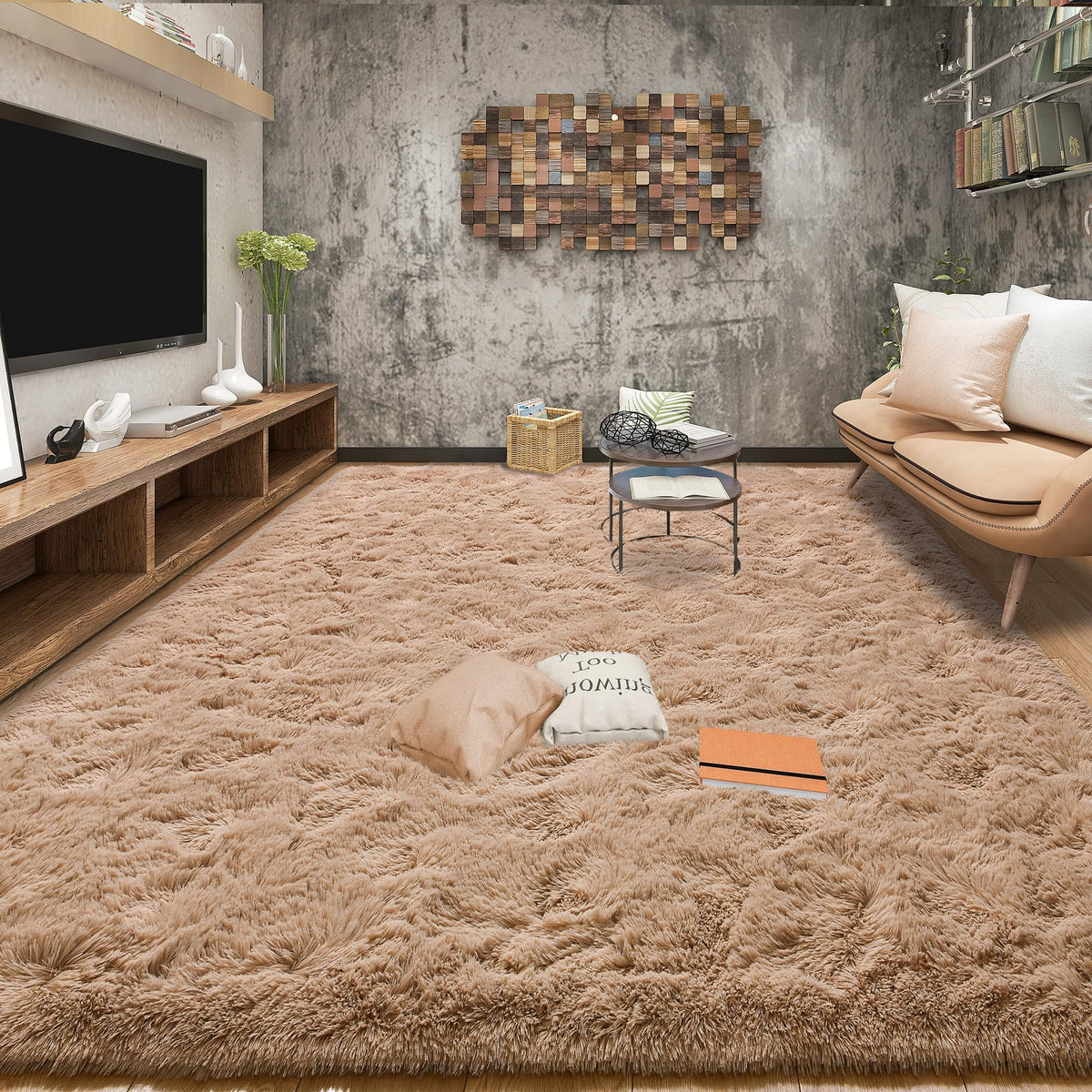 Tepook 4x6 Soft Fluffy Rug for Bedroom Fuzzy Black Rugs for Living Room