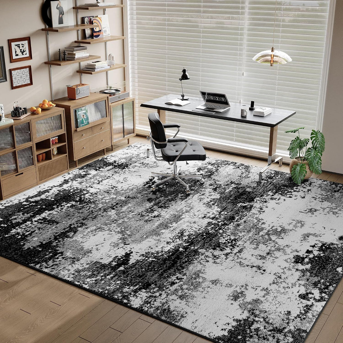 Black Washable Rug 5x7 Area Rugs for Living Room Bedroom Carpet