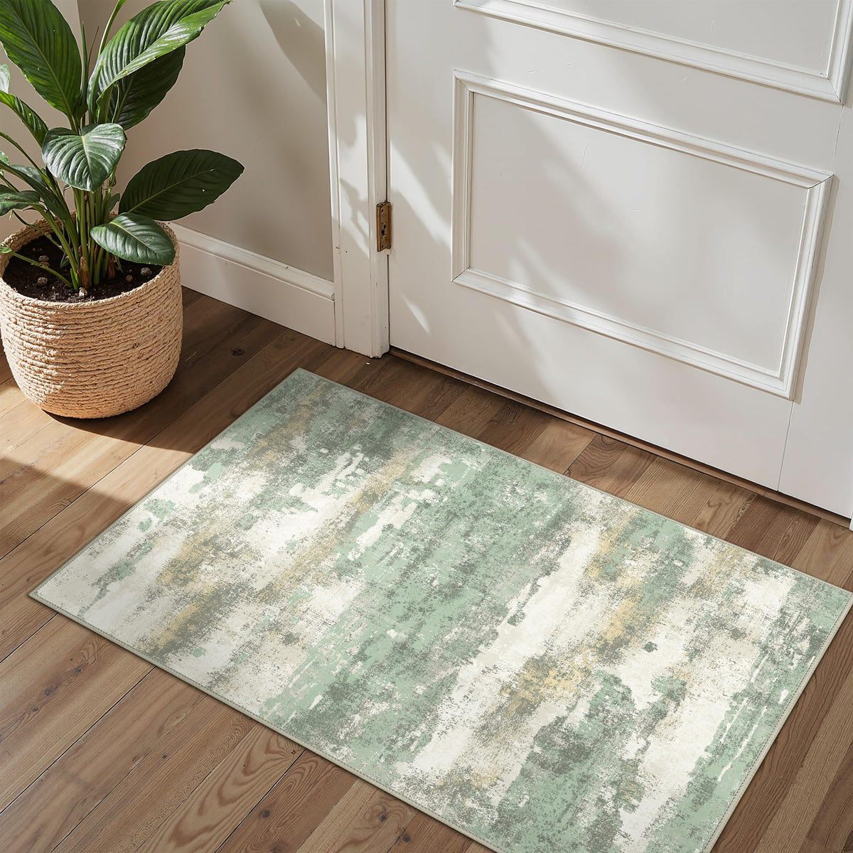BEIMO 5x7 Green Abstract Area Rug, Washable Non-Slip for Bedroom