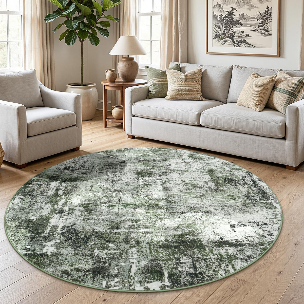 Rugflix 8x10 Area Rugs for Living Room, Washable Large Rug Stain-Resistant Low Pile, Modern Dark Carpet for Dining Room Home Office Kid Room Nursery Bedroom, Navy Blue/Black