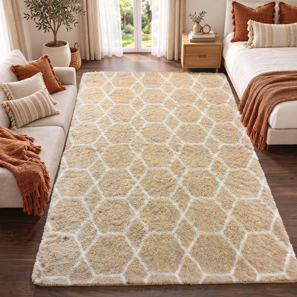 Runner Rugs for Bedroom Living Room, 2x6 Tie-Dyed Beige Hallway Area Rug