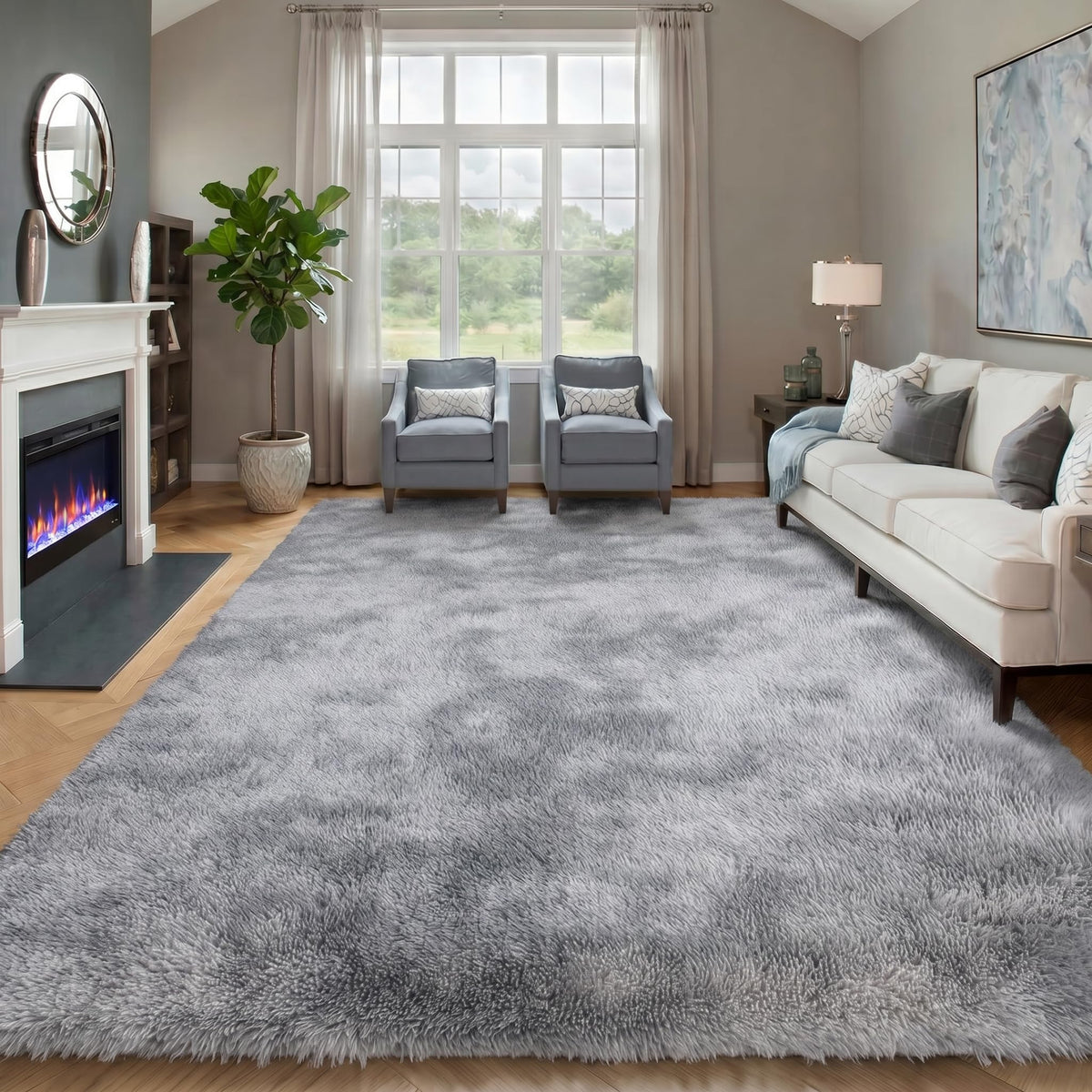 Runner Rugs for Bedroom Living Room, 2x6 Tie-Dyed Beige Hallway Area Rug