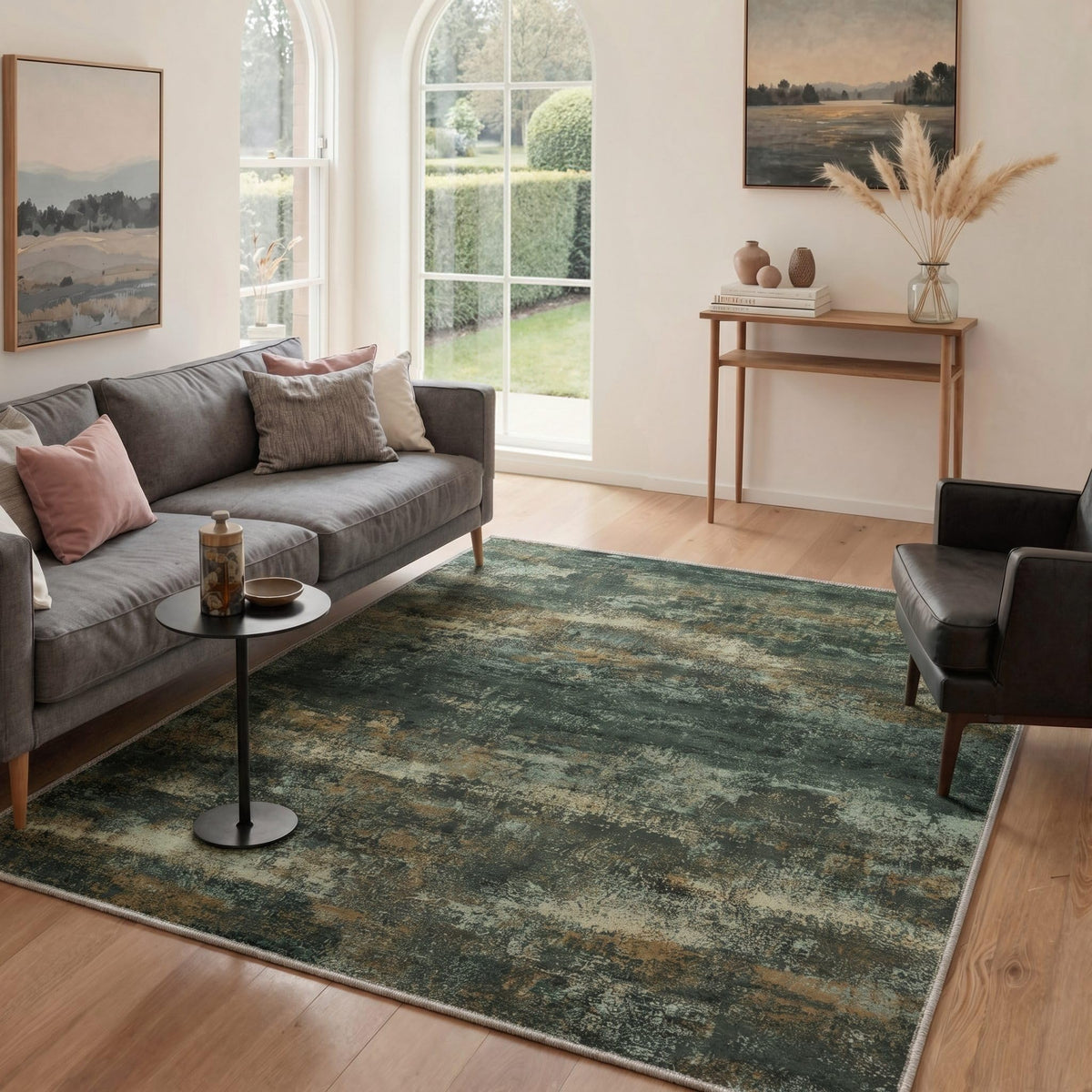 BEIMO 5x7 Green Abstract Area Rug, Washable Non-Slip for Bedroom