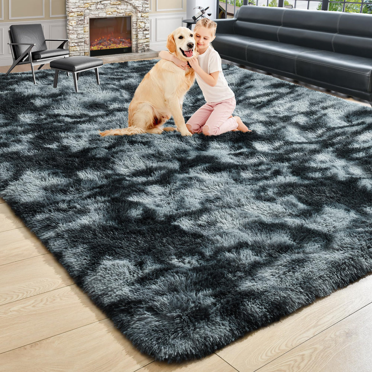 Noahas 2x6 Black Fluffy Soft Runner Rug Non-Slip for Bedroom Dorm Hallway