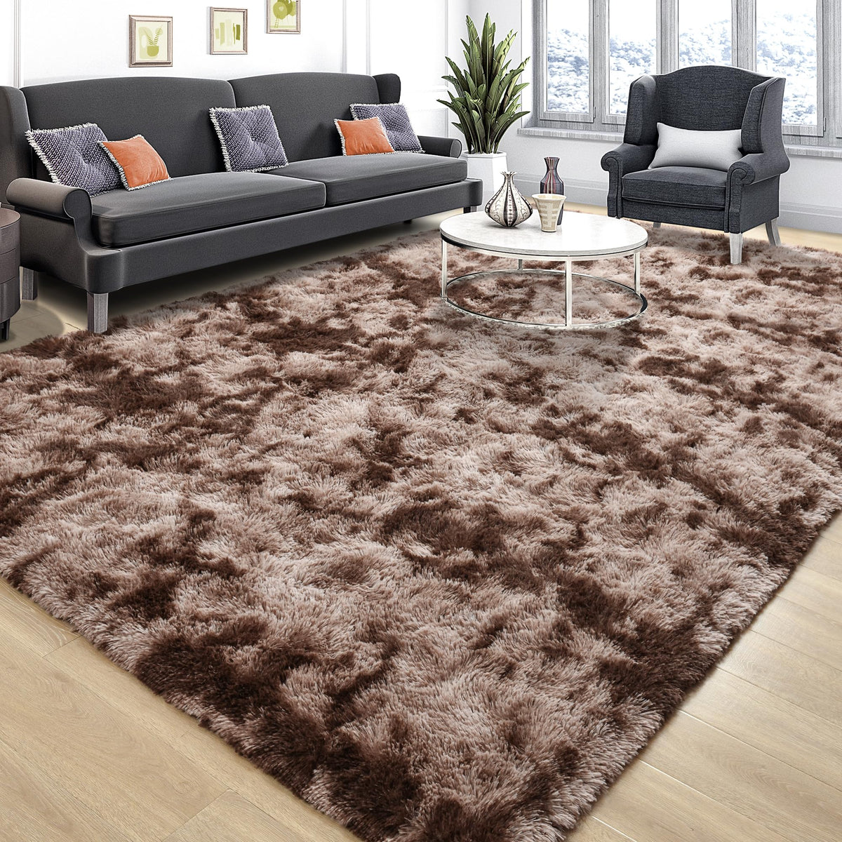 Tepook 4x6 Soft Fluffy Rug for Bedroom Fuzzy Black Rugs for Living Room