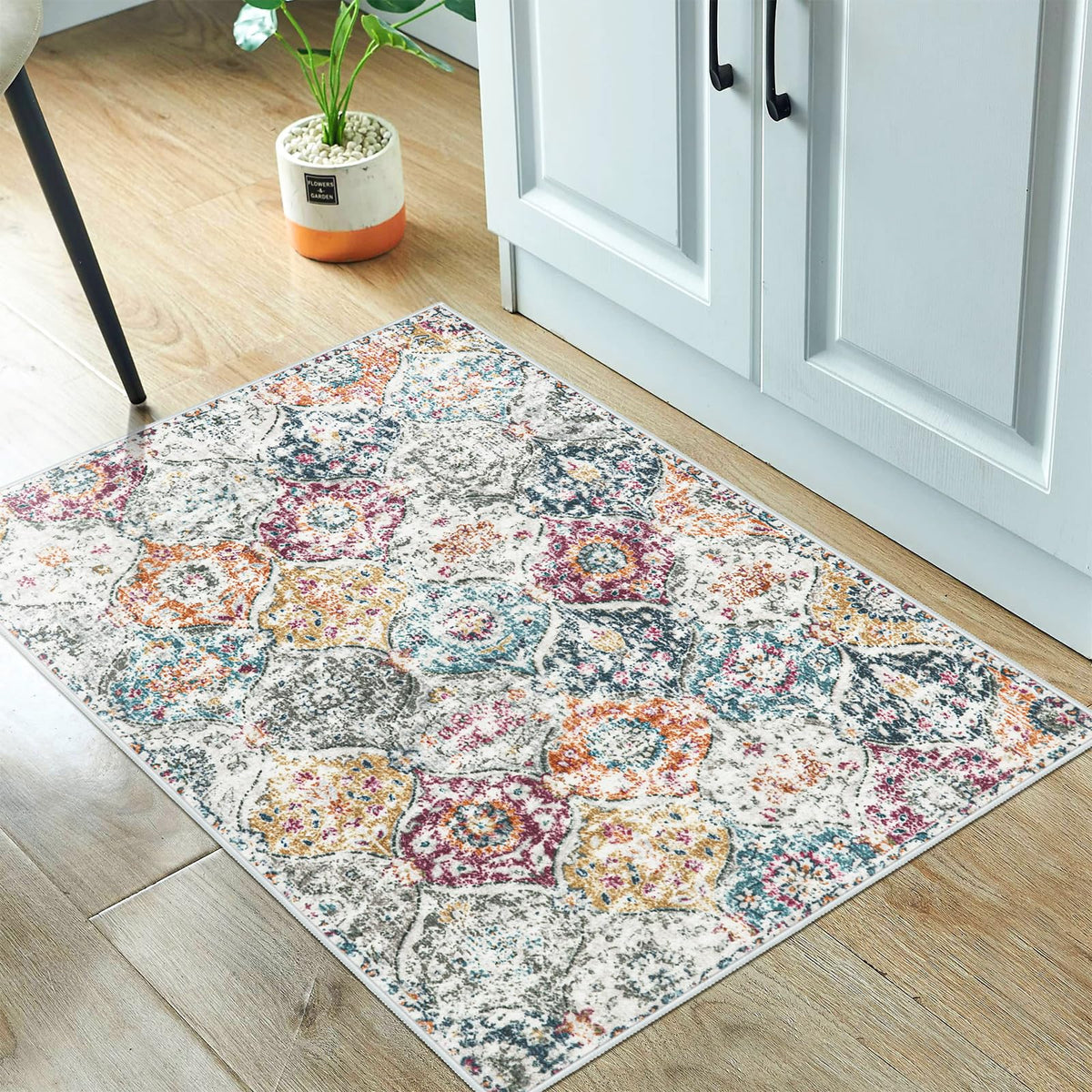 Lahome Moroccan Washable Small Area Rug, 3x5 Rug for Bedroom Living Room