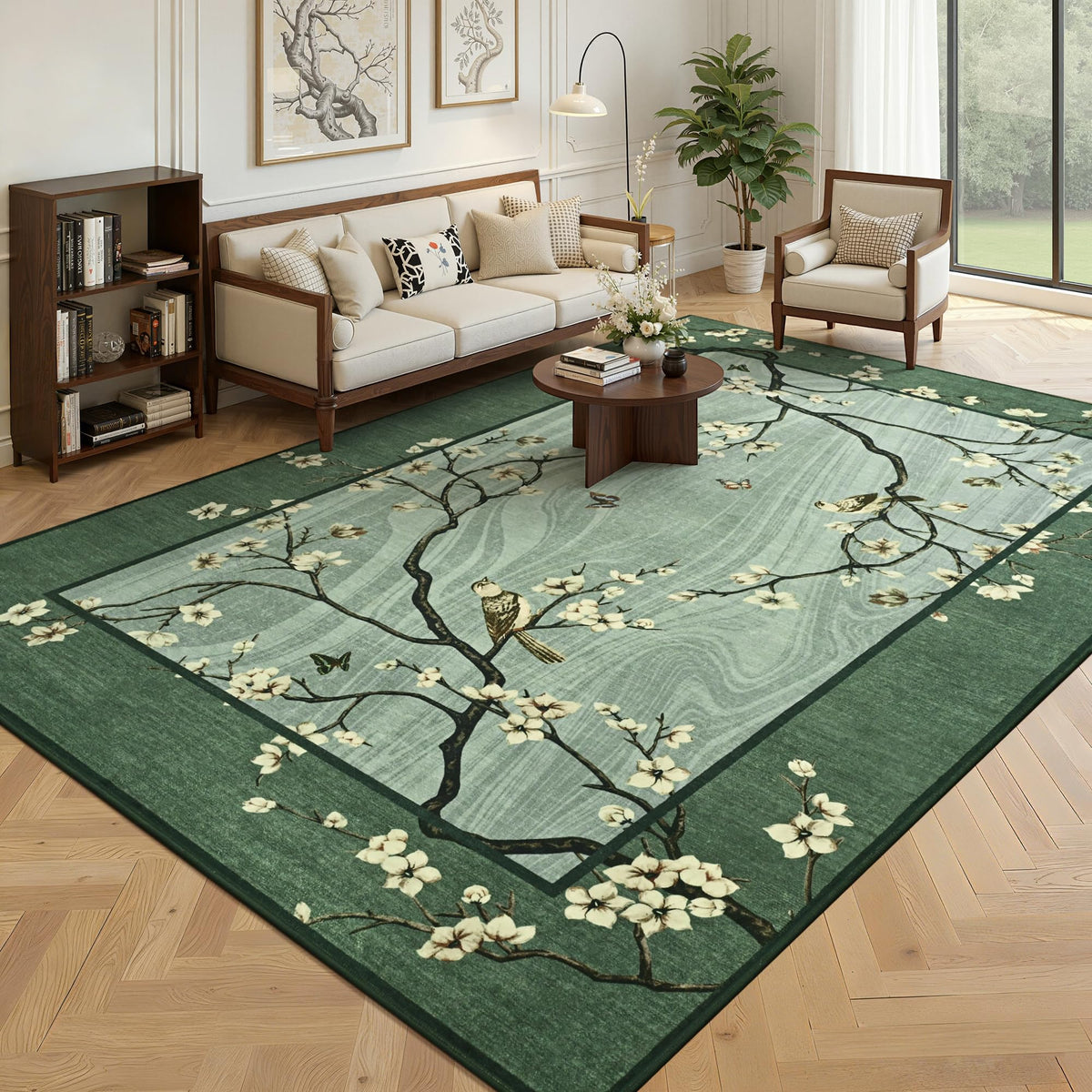 Foxmas 4x6 Purple Floral Area Rug