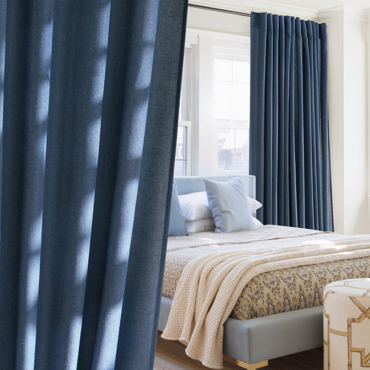 NICETOWN Natural Linen Curtains & Drapes for Windows 84 inch Long, Rod Pocket & Back Tab Thick Flax Semi Sheer Privacy Assured with Light Filtering for Bedroom/Living Room, W55 x L84, 2 Pieces