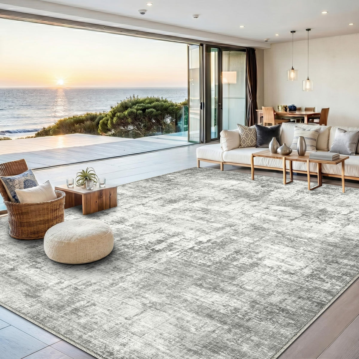 8x10 Area Rugs Living Room: Bedroom Vintage Washable Carpet Beige